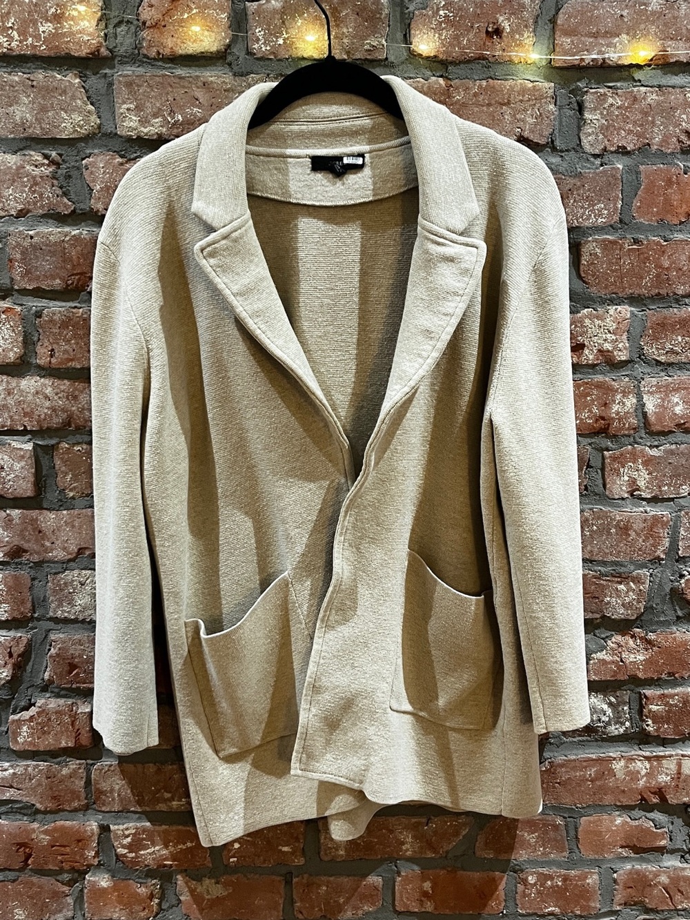 J. Crew Beige Women's Knit Blazer Jacket - Casual Open Front Coat